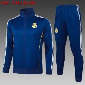 2025-26 Real Madrid Blue Adult long pull training suit S-2XL