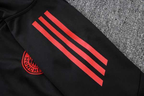 2025-26 Bayern Munich Black-Red-White Adult long pull training suit S-2XL - Image 9