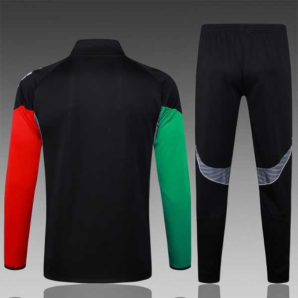 2025-26 Arsenal Black-Red-Green Adult long pull training suit S-2XL - Image 2